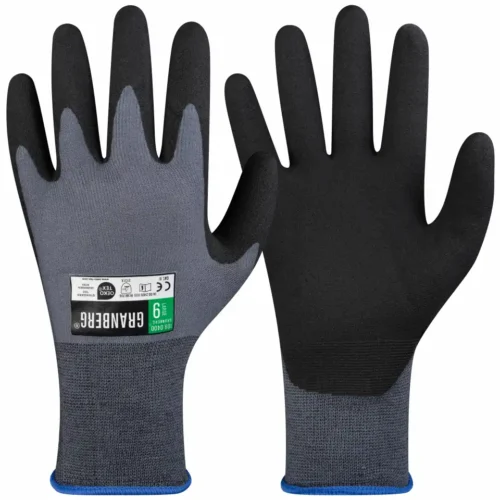 Montagehandskar sömlösa doppade i vinyl